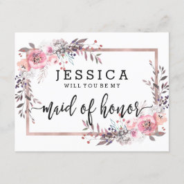 Convites Blush & Rosa Dourado Você Será Minha Madrinha de c