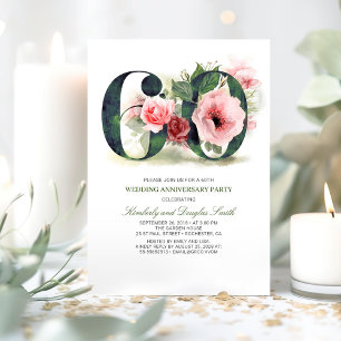 Convites Blush Rosa Floral 60º Aniversário de Casamento