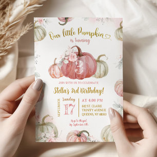 Convites Blush Rosa Floral Nosso Pequeno Aniversário de Abó
