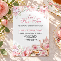 Blush Rosa Floral Vamos Fazer Chá Aniversário