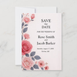 Convites Blush Rosa Floral Wedding Salvar Data