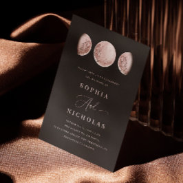 Convites Blush Rosa Lua Preta. Casamento Místico Celestial