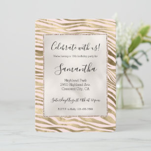 Convites Blush Rosa Ouro Estampa Animal Zebra