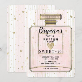 Convites Blush Rosa & Ouro Paris Parfum Doze Anos de Idade