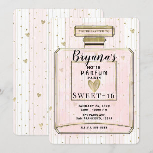 Convites Blush Rosa & Ouro Paris Parfum Doze Anos de Idade