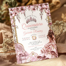 Blush Rosa Tiara Floral Quinceañera