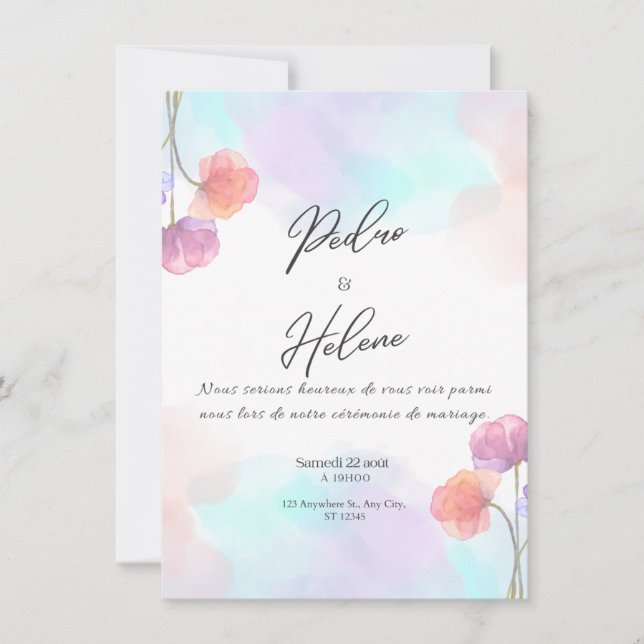 Convites Blush Rose Elegance Wedding Invitation (Frente)