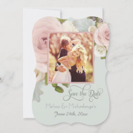 Convites Blush Rose Floral Suculenta Foto Salve o Dia