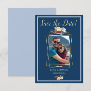 Convites Blush Royal Light Blue Watercolor e Red Peony