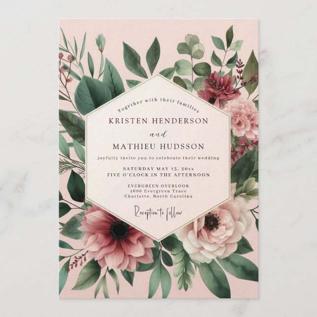 Convites Blush Sage Anemone Wedding (Frente)