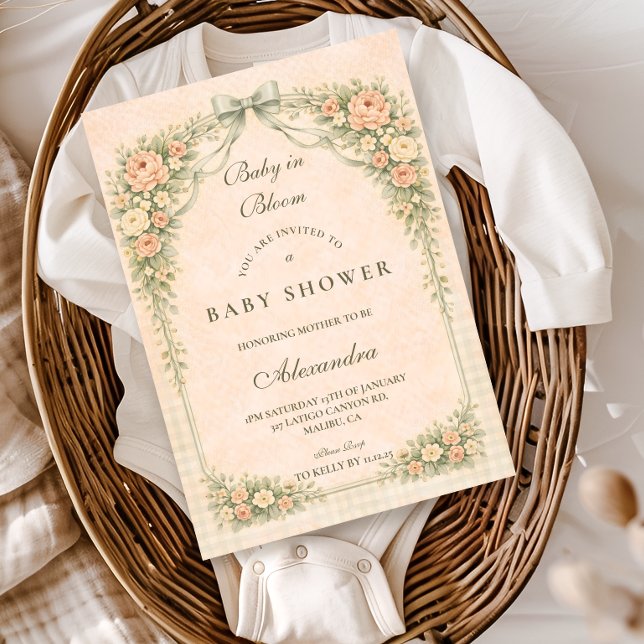 Convites Blush Sage Rose Arch Baby Shower (Criador carregado)