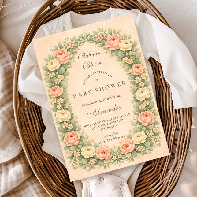 Convites Blush Sage Rose Garden Baby Shower (Criador carregado)