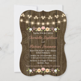 Convites Blush String of Lights Fall Rustic Acorn Wedn