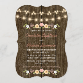 Convites Blush String of Lights Fall Rustic Acorn Wedn