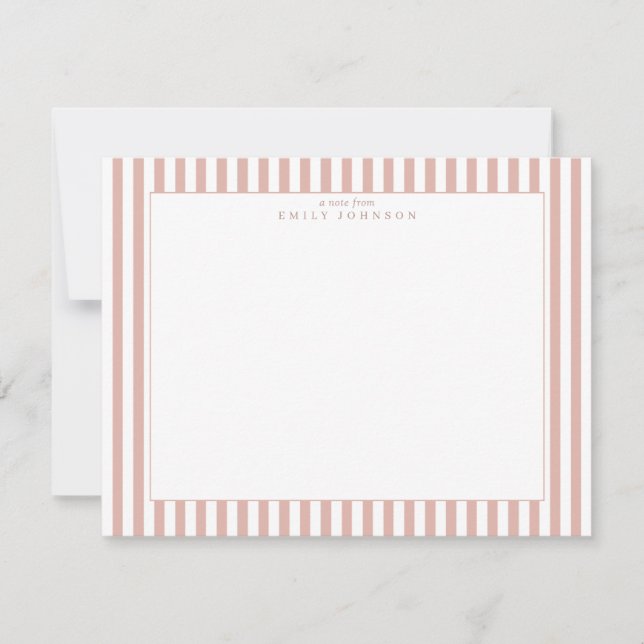 Convites Blush Striped Note Card (Frente)