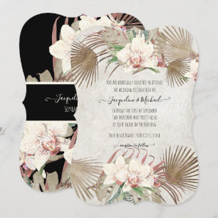 Convites Blush Tropical Orchid Floral Foliage Black