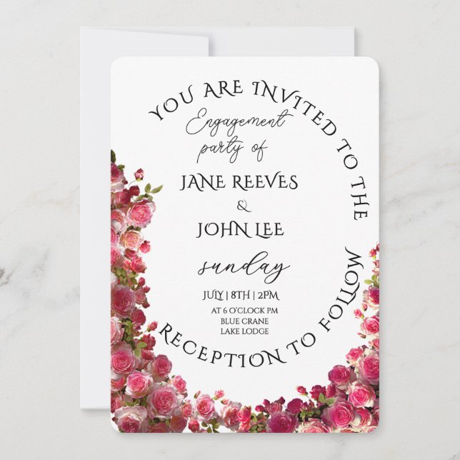 Convites Blush Watercolor Floral Engagement Party (Frente)