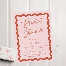 Convites Blush Whimsical & Terracotta Wavy Chá de panela