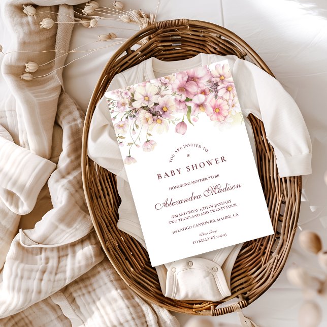 Convites Blush Wildflower Garden Baby Shower (Criador carregado)