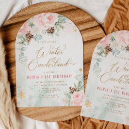 Convites Blush Winter Onederland 1st birthday