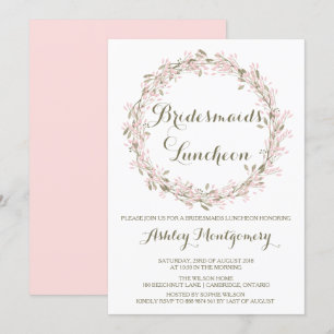 Convites Blush Winter Wreath Bridesmaids Luncheed Invite