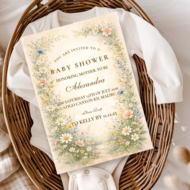 Convites Blush Yellow Wildflower Baby Shower (Criador carregado)