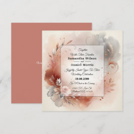 Convites Blushing Petals and Silver Swirls Wedding