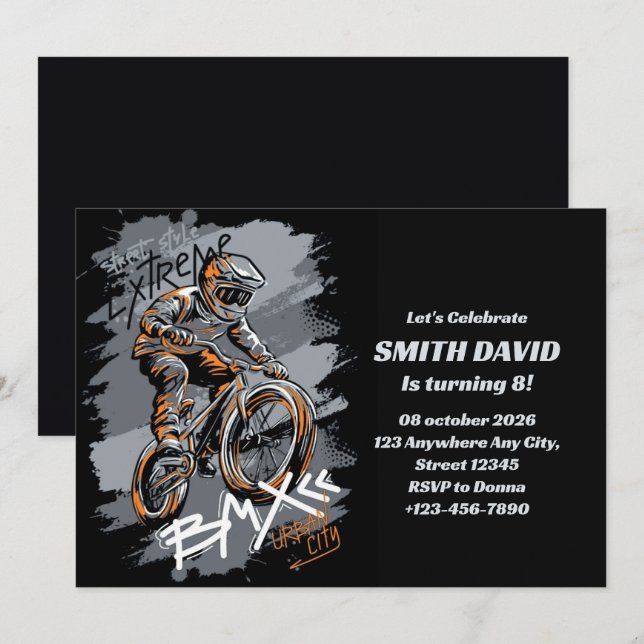 Convites Bmx Bicycle Urban Graffiti streetwear  (Frente/Verso)