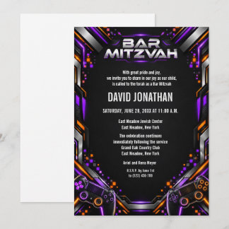Convites B'nai Mitzvah de Jogos Personalizado