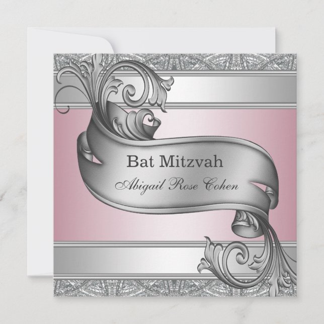 Convites B'nai Mitzvah Rosa Prata (Frente)
