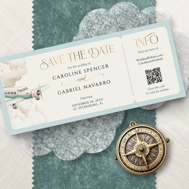 Convites Boarding Pass Airplane Wedding Invitation (Criador carregado)