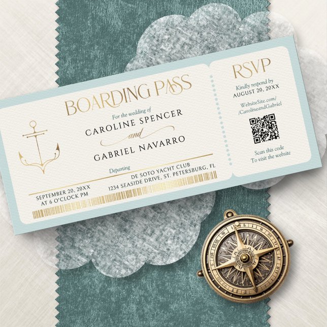 Convites Boarding Pass Wedding Invitation (Criador carregado)