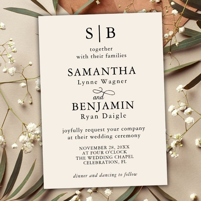 Convites Boas Iniciais Clássicas do Monograma (Criador carregado)