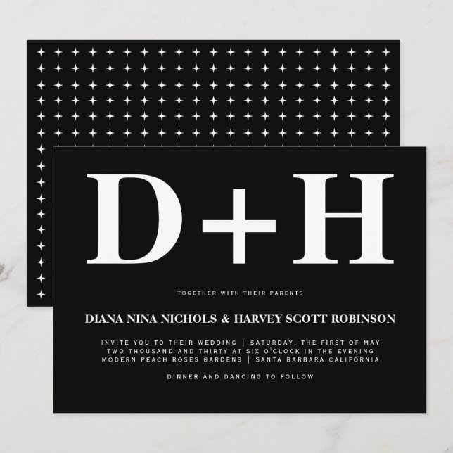 Convites Boas iniciais em branco tipografia em negrito casa (Frente/Verso)