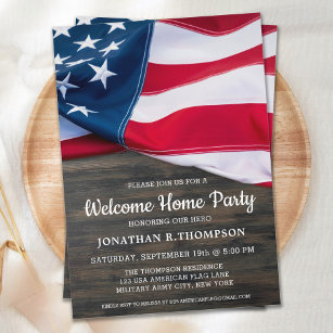 Convites Boas-vindas ao lar americano Bandeira Americana Pa
