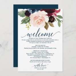 Convites Boas-vindas ao Marinho Burgundy