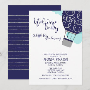 Convites Boas-vindas Bebê Chá de fraldas Balão de Ar Que