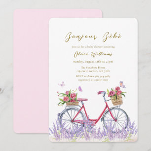 Convites Boas-vindas Bebê Rosa Lavanda Bicicleta Chás de Be
