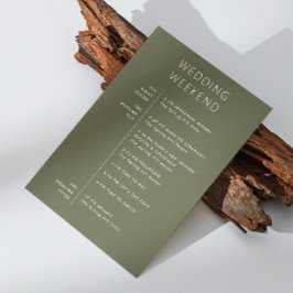 Convites Boas-vindas de Casamento em Verde Oliva Escuro. Cr
