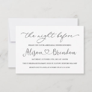 Convites Boas-vindas Preto e Branco para a Noite Anterior