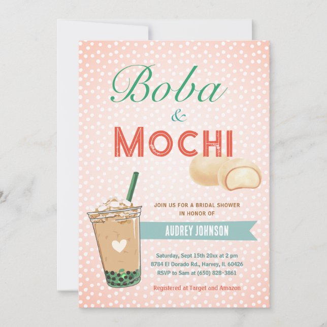 Convites Boba Bubble Tea Chá de panela Japão Coreia Kawaii (Frente)