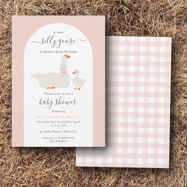 Convites Bobo de menina ganha no Chá de fraldas de perda (Baby Girl Silly Goose on the Loss Baby Shower Invitation)