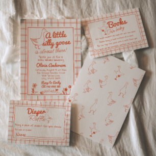 Convites Bobo Ganso Mão Desenhado Sexo Neutro Chá de fralda
