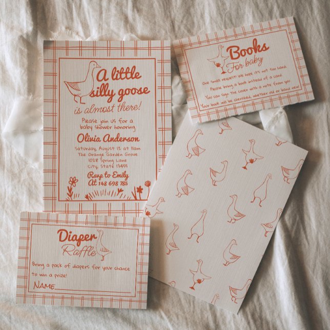 Convites Bobo Ganso Mão Desenhado Sexo Neutro Chá de fralda (Criador carregado)