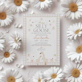 Convites Bobo ganso no Chá de fraldas solto Beige Gingham