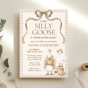 Convites Bobo Goose Storybook Fall Gingham Chá de fraldas