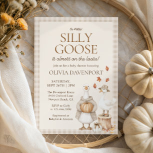Convites Bobo Goose Storybook Fall Gingham Chá de fraldas