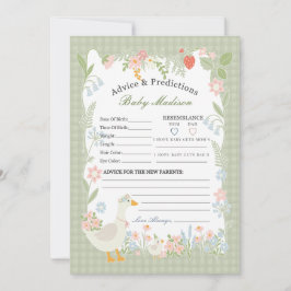 Convites Bobo Verde Ganso Floral Gingham Advice para Bebê