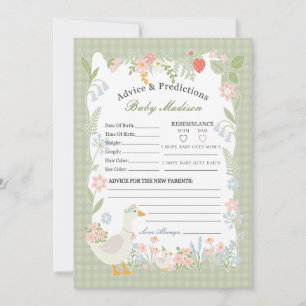 Convites Bobo Verde Ganso Floral Gingham Advice para Bebê