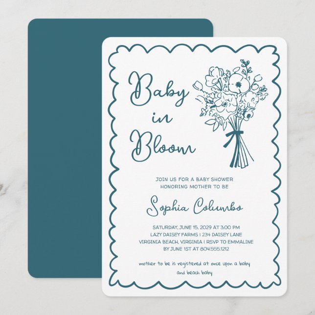 Convites Boca branca Desenha Buquê Flor Bebê em Sangue (Frente/Verso)
